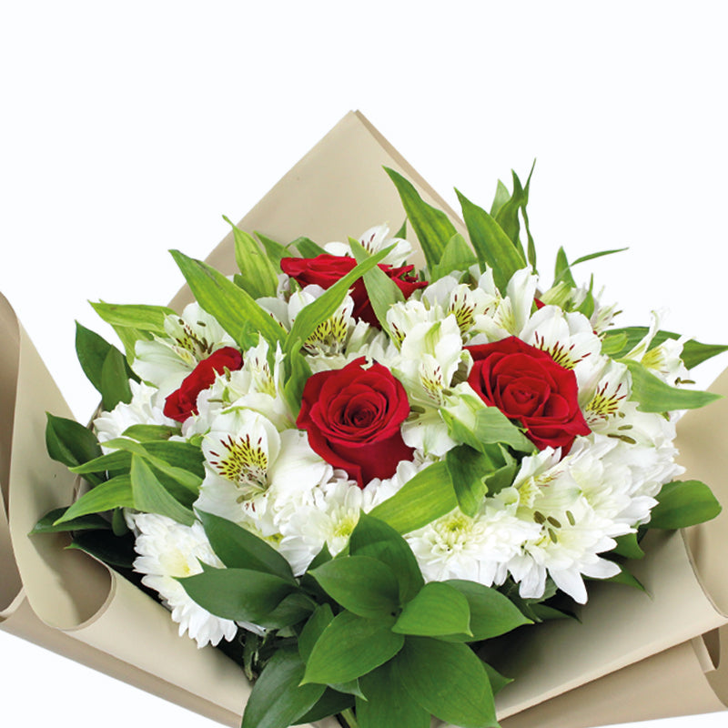 Ramo Mediano de Rosas y Mables en Papel - Color de Rosas a Elección