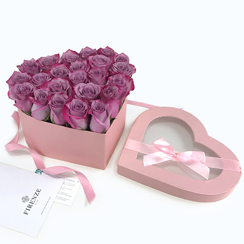 Caja en forma de Corazón con Rosas COLOR A ELECCIÓN - Mediana - Firenze Rose™