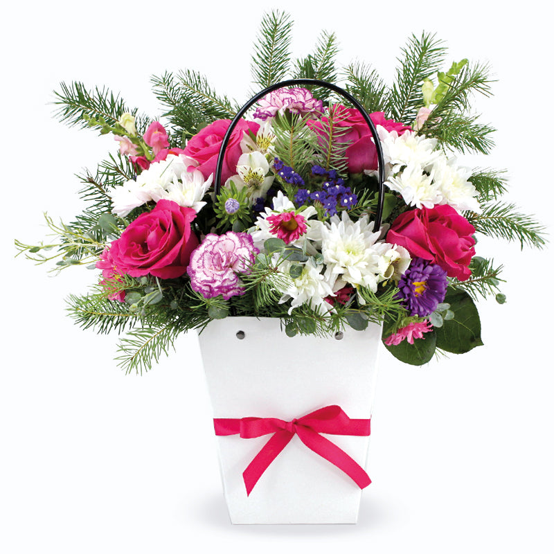 Canastillo con Flores de temporada y Rosas Super Grande