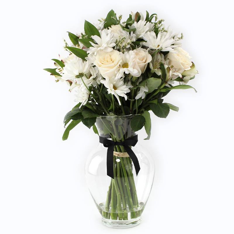 Arreglo de Rosas, Mables y Astromelias Blancas - Grande - Firenze Rose™