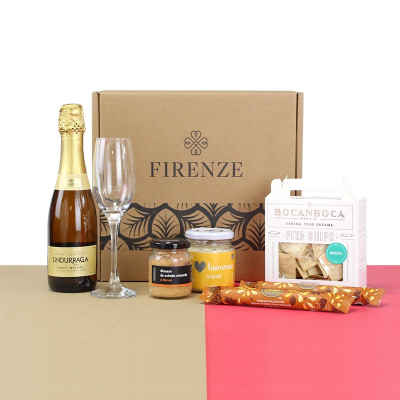Caja de Regalos con Espumante Undurraga / Pita Chips BOCANBOCA - Firenze Rose™