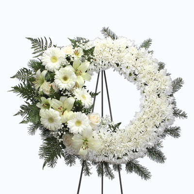 Corona de flores Blancas - Corona de Defunción y Condolencias - Firenze Rose™