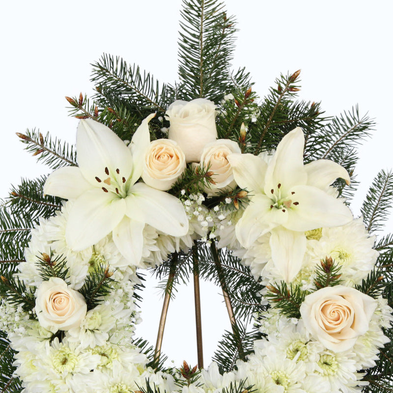 Corona de Rosas y Flores Pequeña - Corona de Defunción y Condolencias