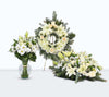 Set de Condolencias 2 - Corona Pequeña - Arreglo de Liliums y Rosas - Cubre Urnas - Firenze Rose™
