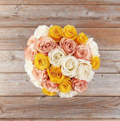 Ramo de Rosas Blancas, Amarillas y Rosadas - Firenze Rose™
