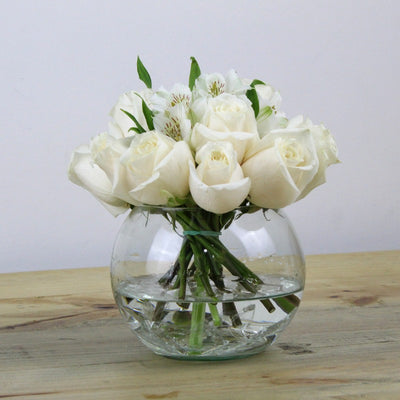 Arreglo de Rosas Blancas en Pecera - Firenze Rose™