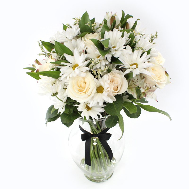 Arreglo de Rosas, Mables y Astromelias Blancas - Grande - Firenze Rose™