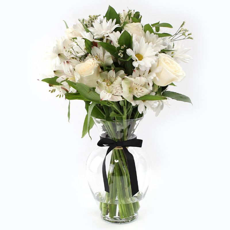 Arreglo de Rosas, Mables y Astromelias Blancas - Mediano - Firenze Rose™