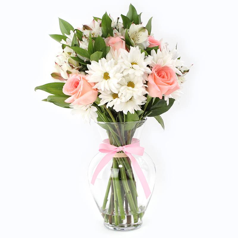 Arreglo de Rosas Rosadas, Mables y Astromelias - Mediano - Firenze Rose™