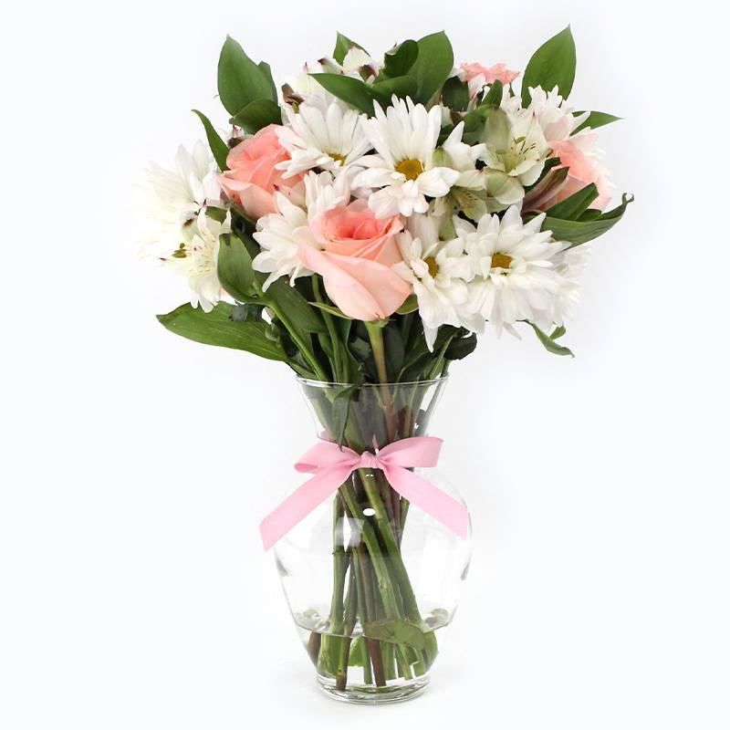 Arreglo de Rosas Rosadas, Mables y Astromelias - Pequeño - Firenze Rose™