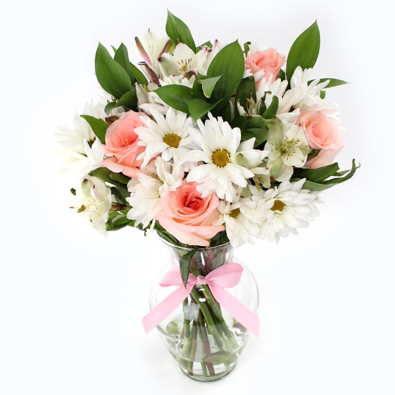 Arreglo de Rosas Rosadas, Mables y Astromelias - Pequeño - Firenze Rose™