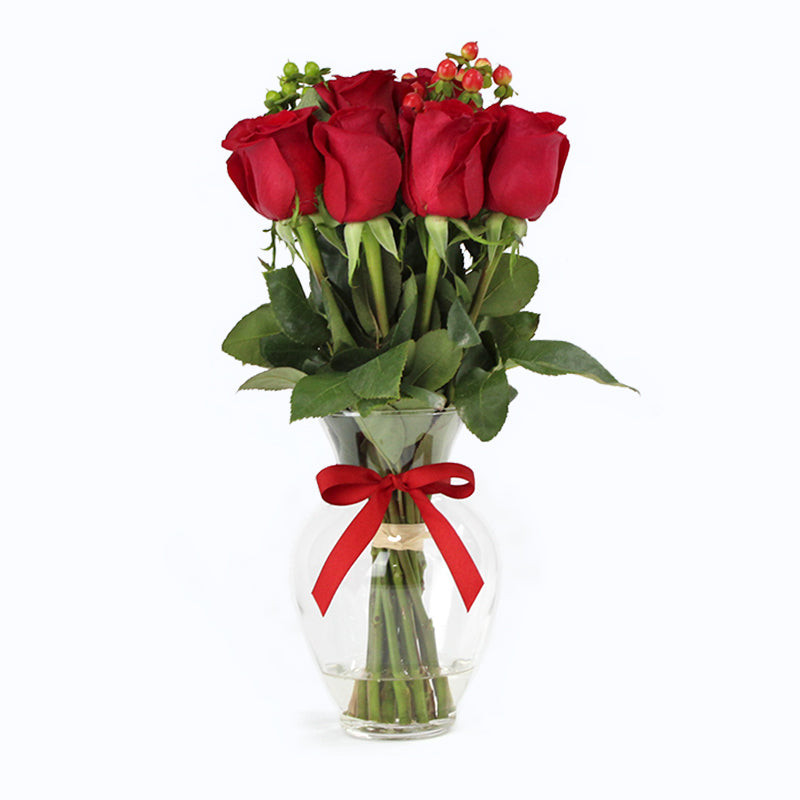 Arreglo de Rosas Rojas con Hypericum - Firenze Rose™